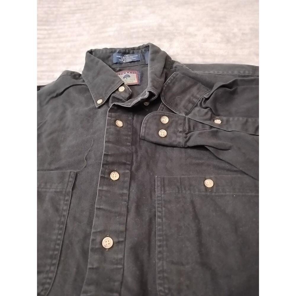 Roundtree And Yorke Mens Medium Black Button Down 100% Cotton Formal Holiday...